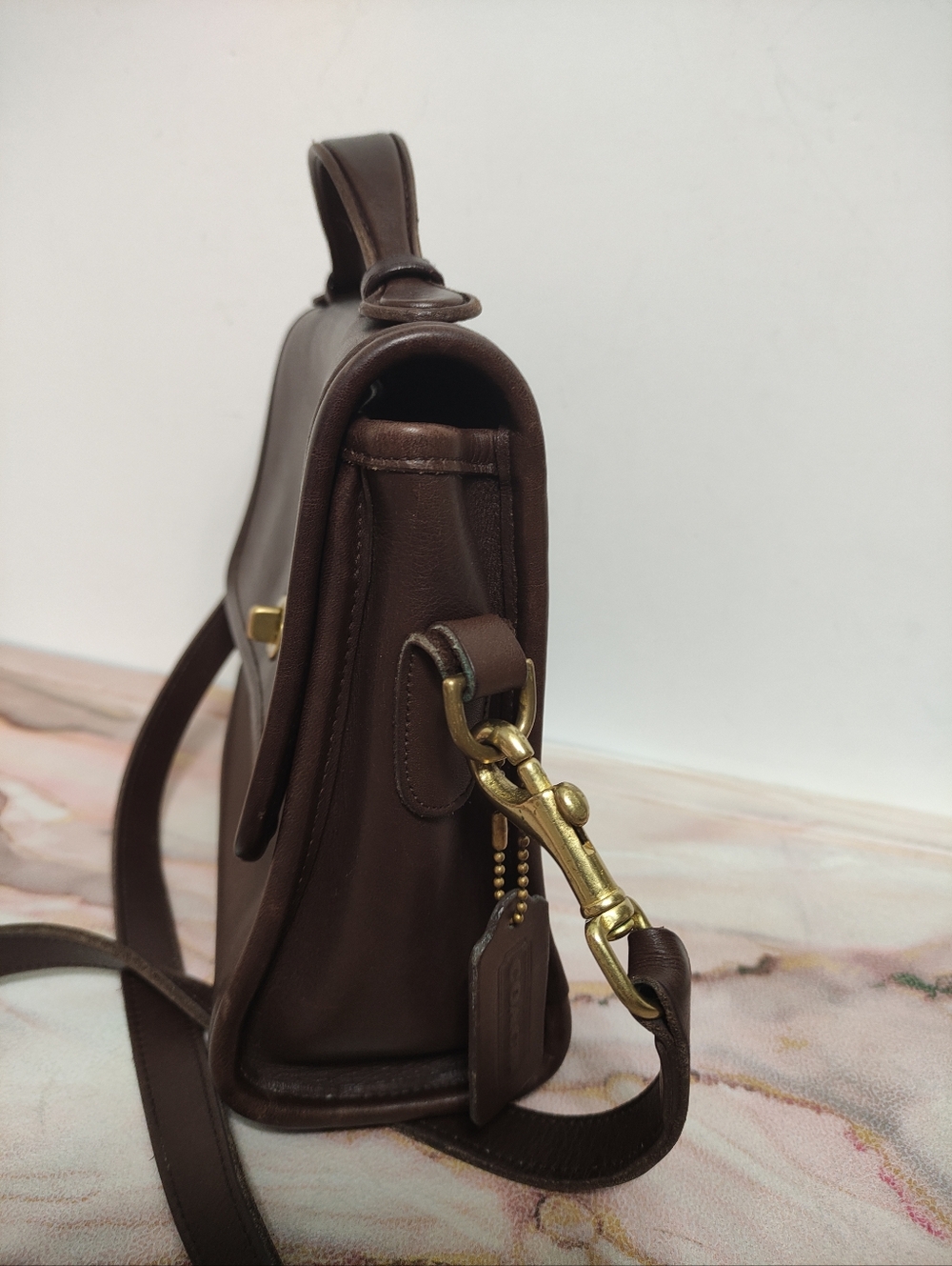 Vintage Coach 9870 Court Top Handle Leather Bag Mahogany Brown - Picture 3 of 12